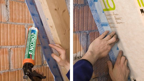 2. Alternativ: Band zunächst auf Wand verkleben