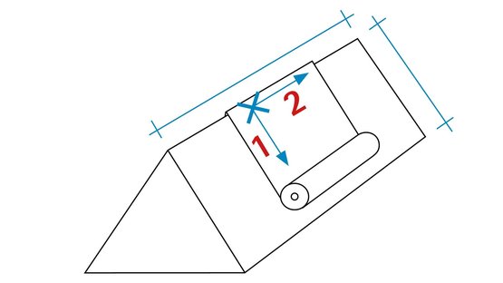 e. Angabe zur Positionierung und Ausrollrichtung (längs und quer)
